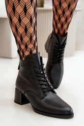 Bottes en cuir à talon Vinceza pour femme – Noir